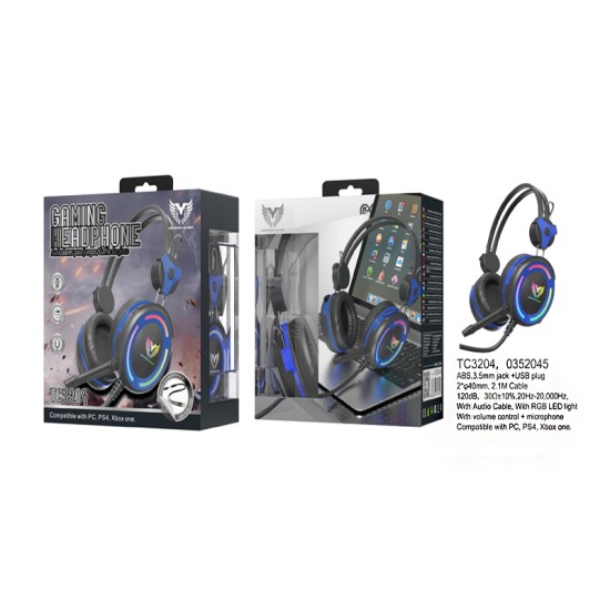 MTK GAMING HEADPHONES TC3204 AZ+NE WITH CABLE BLUE+BLACK